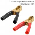 Uxcell 2pcs 50a Heavy-duty Insulated Alligator Clips Copper Crocodile Electrical Test Clamps Battery Charger Clamp