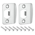 2pcs Door Strike Plate 57mm X 45mm Stainless Steel Latch Deadbolt Replacement Lock For Frame Jamb Reinforcement Silver 
