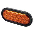 Partsam 2x Led Oval Amber Yellow Sealed Stop Turn Signal Park Tail Light Flush Mount 6 Inch 24 Diodes Warning Strobe Lights 12v