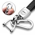 Chrysler Logo In White Real Black Carbon Fiber Loop-strap Chrome Hook Key Chain