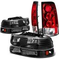Compatible With Chevy Silverado Gmt800 4pc Pair Of Black Amber Corner Headlight Chrome Altezza Style Tail Light