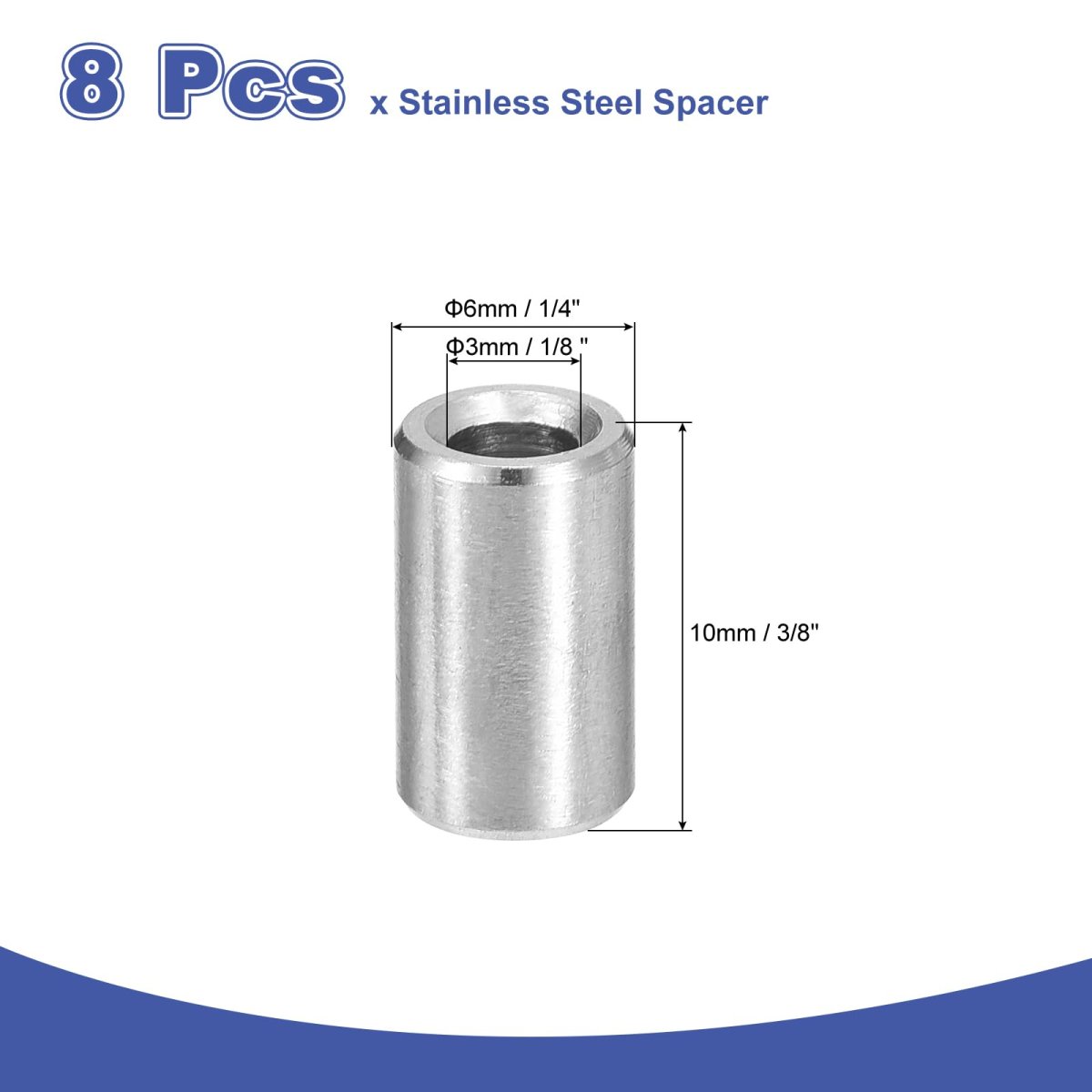 8pcs 304 Stainless Steel Spacer 3mm Id X 6mm Od Mm Length 12 0 24 0 39 Inch Screw Standoff Bushing Plain Finish Unthreaded