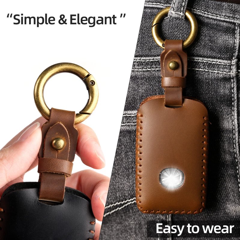 Offcurve Key Fob Cover With Gift Box Genuine Leather Car Protector Case Keychain Suitable For Mazda 3 5 6 Hatchback Cx-3 4 7 8