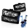Instyleparts Chevy Silverado Avalanche Clear Lens Headlights Bumper Lights Set With 6000k Led Kit In Black Housing 