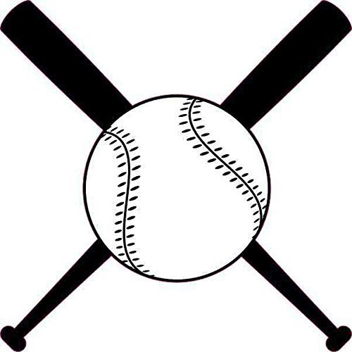Stickertalk Baseball And Crossed Bats Vinyl Sticker 4 Inches By