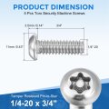 5pcs Torx Security Machine Screws 1 4-20 X 3 4 304 Stainless Steel Tamper Resistant Button Head Bolt Full Thread For Anti-theft