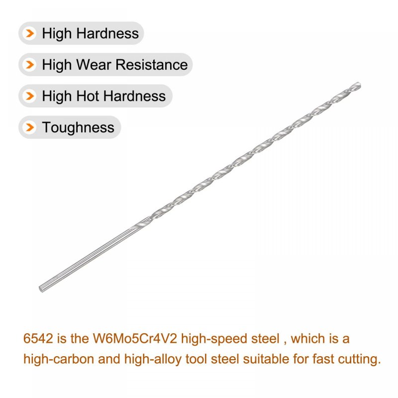 6542 High Speed Steel Straight Shank Twist Extra Long Drill Bit Uncoated 4 2mm Diameter 250mm Length