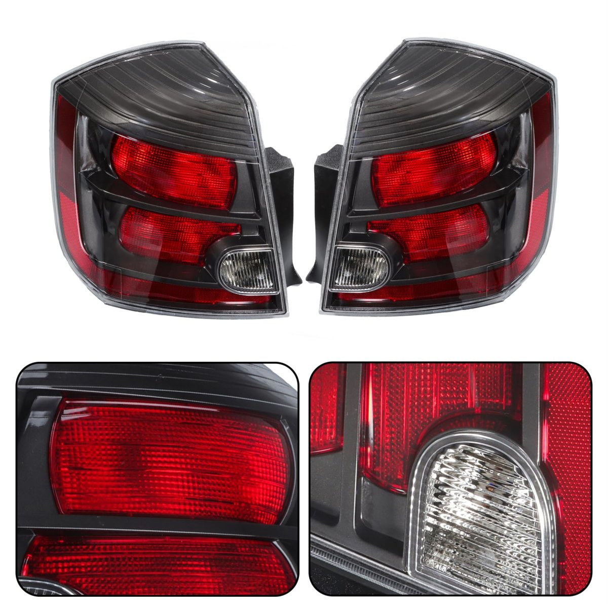 Taillight Assembly For Sentra 2010 2011 2012 Left And Right Side Halogen Rear Lights Black Housing Clear Red Lens Ni2800188