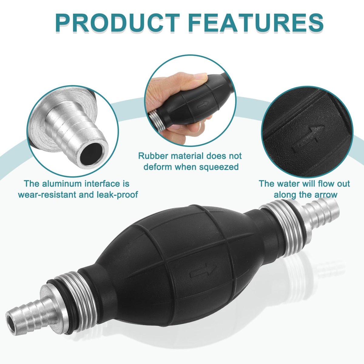 10mm 3 8 Rubber Fuel Primer Pump Transfer Vacuum Hose Hand Siphon Bulb One Way For Gasoline Petrol Marine Diesel Boat Silver