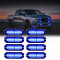 Wineco 8pcs 12 Led Surface Mount Strobe Lights Firefighter Blue Grill Grille Emergency Warning Flashing Cop Police Light 