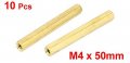 Uxcell M4 X 50mm Female Threaded Brass Hex Standoff Pillar Spacer Nut 10pcs