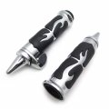 Httmt- 1pair 25m Chrome Flame Spike Hand Grip Throttle Boss Compatible With H-d Dyna Touring Softail P N Mt291-007c-25