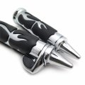 Httmt- 1pair 25m Chrome Flame Spike Hand Grip Throttle Boss Compatible With H-d Dyna Touring Softail P N Mt291-007c-25