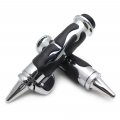 Httmt- 1pair 25m Chrome Flame Spike Hand Grip Throttle Boss Compatible With H-d Dyna Touring Softail P N Mt291-007c-25