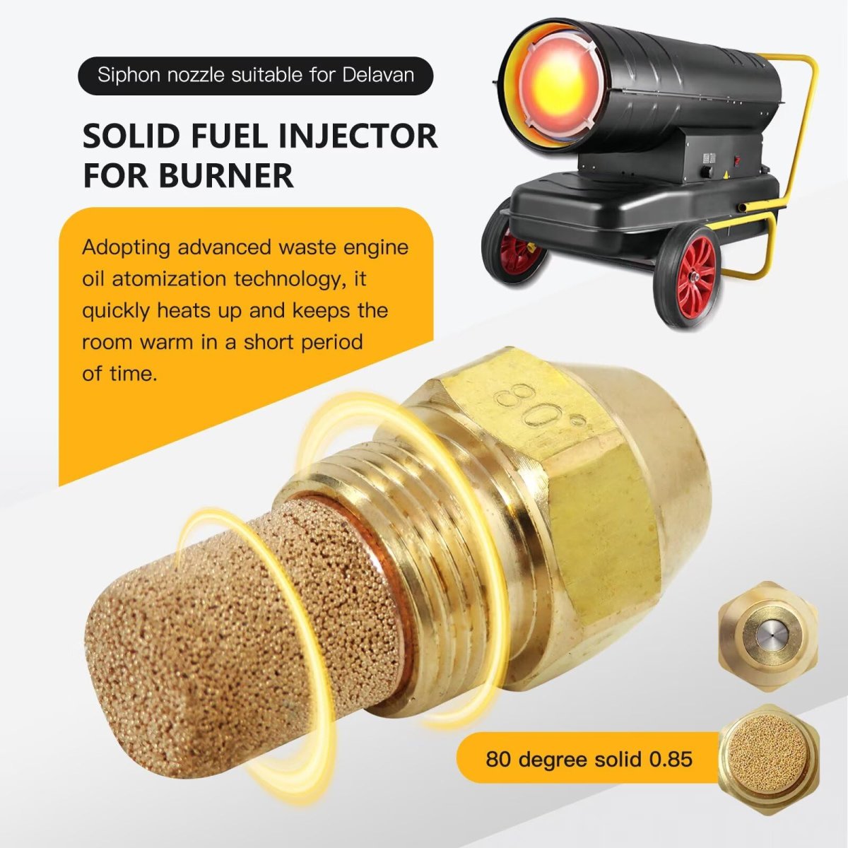 Update Solid Spray Nozzle Replacement Brass Oil Fuel Burner 80 Degree 0 85-80 B