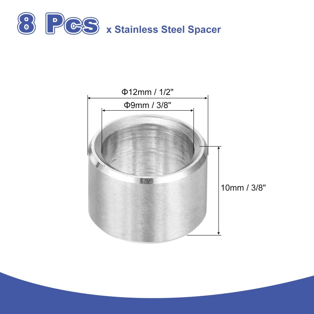 8pcs 304 Stainless Steel Spacer 9mm Id X 12mm Od Mm Length 35 0 47 0 39 Inch Screw Standoff Bushing Plain Finish Unthreaded