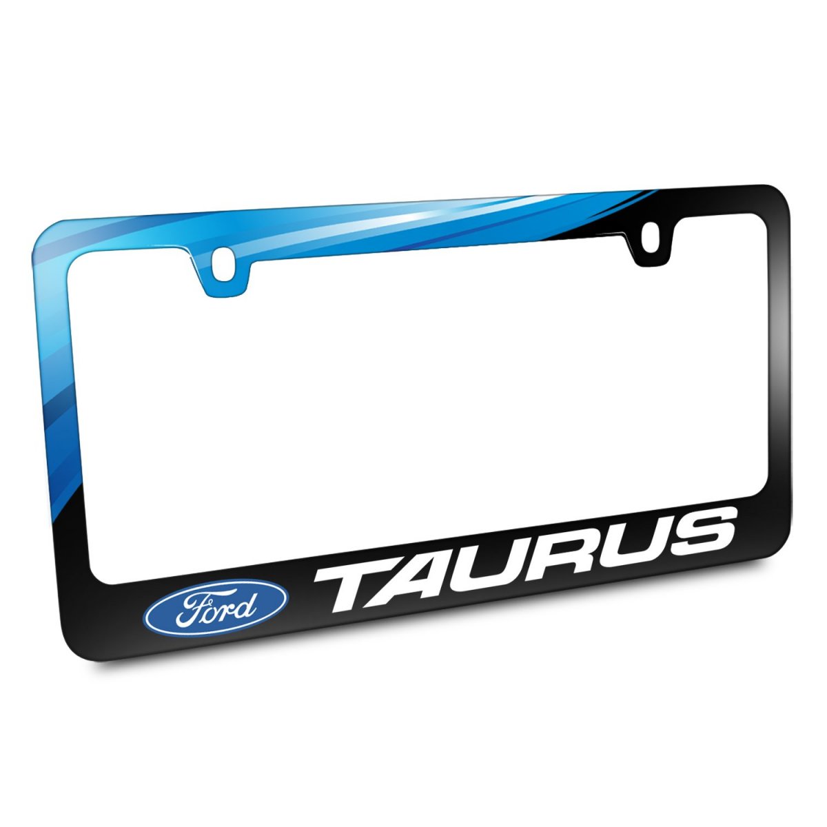 Ford Logo Taurus Waterfall Graphic Black Metal License Plate Frame Official Licensed 12 In X 6 Universal Fit For Car Suv Truck