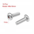 Uxcell M6x18mm Machine Screws Pan Phillips Cross Head Screw 304 Stainless Steel Fasteners Bolts 10pcs