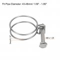 Uxcell 10pcs Double Wire Hose Clamp 43-48mm Adjustable Stainless Steel Clips With M8 Bolt For Dust Collection Pump Pipe