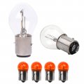 Minho 6pcs Motorcycle Scooter Bulbs Set Kits Head Light Tail Turn Signal Fit For Chinese Moped Taotao Jonway Roketa
