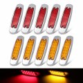 Tmh 10 Pcs 6 4 Inch Fish Shape 5 Amber Red 12 Led Indicator Clearance Lamp Side Marker Light For Truck Bus Trailer Rv Tow Lorry