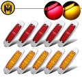 Tmh 10 Pcs 6 4 Inch Fish Shape 5 Amber Red 12 Led Indicator Clearance Lamp Side Marker Light For Truck Bus Trailer Rv Tow Lorry