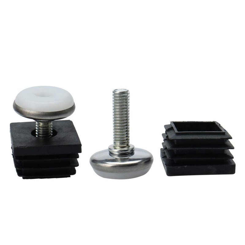 Leveling Feet 25 X 25mm Square Tube Inserts Kit Furniture Glide Adjustable Leveler For Table Desk Leg 2 Sets