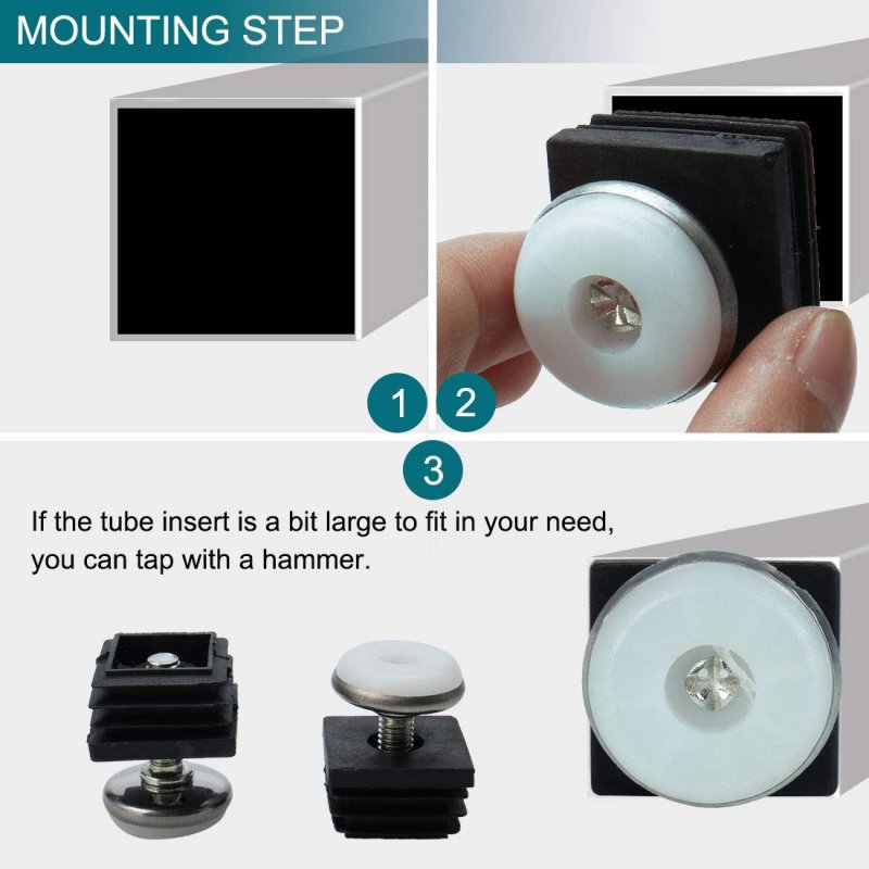 Leveling Feet 25 X 25mm Square Tube Inserts Kit Furniture Glide Adjustable Leveler For Table Desk Leg 2 Sets