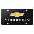 Ipick Image Made For Chevrolet Suburban Gold Bowtie 3d Dual Logo Black Stainless Steel License Plate