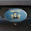 Menage A Trois Threesome Two Beers One Guy Funny Humor Retro Oval Tow Trailer Hitch Cover Plug Insert