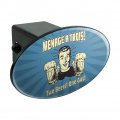 Menage A Trois Threesome Two Beers One Guy Funny Humor Retro Oval Tow Trailer Hitch Cover Plug Insert