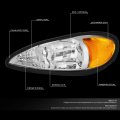 Auto Dynasty Factory Style Headlight Lamps Assembly Compatible With Pontiac Grand Am 1999-2005 Driver And Passenger Side Chrome