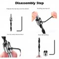 Uxcell Countersink Drill Bits For Wood 3mm To 6mm Adjustable Reamer With Hex Wrench Punch Tool Woodworking Carpentry Diy Hss