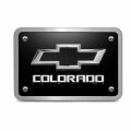 Ipick Image Made For Chevrolet Colorado 3d Black Logo On Billet Aluminum 2-inch Tow Hitch Cover