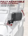 Side Rear View Mirrors For Kawasaki Mule Pro Fxt Dxt Dx Fx 2015 2027 Foldable Adjustable Wide No Drill Installation 2 Piece Set
