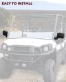 Side Rear View Mirrors For Kawasaki Mule Pro Fxt Dxt Dx Fx 2015 2027 Foldable Adjustable Wide No Drill Installation 2 Piece Set