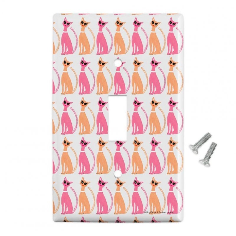 Retro Pretty Kitty Cats Pattern Plastic Wall Decor Toggle Light Switch Plate Cover