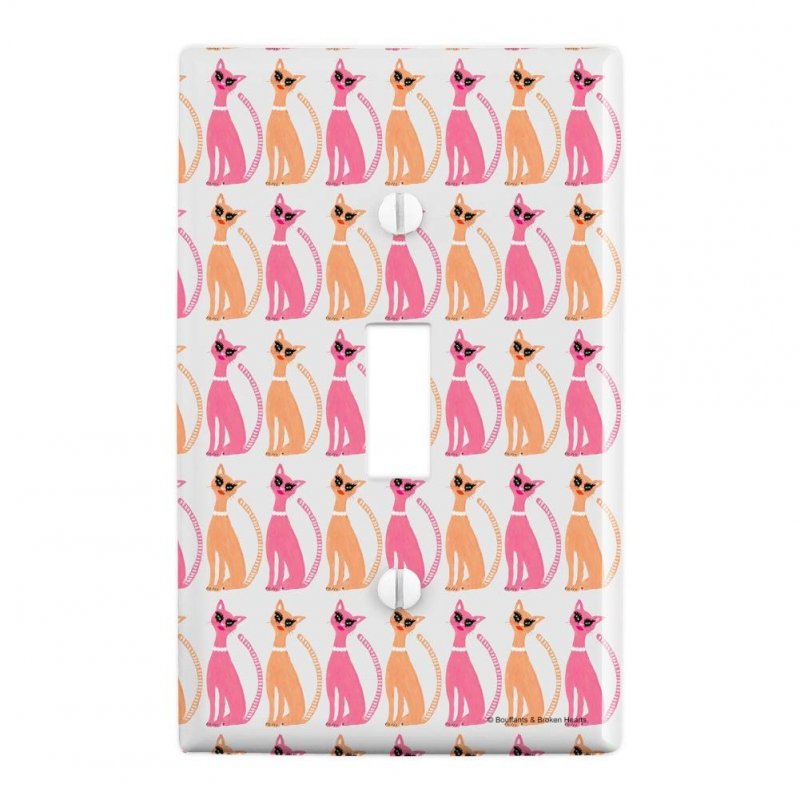 Retro Pretty Kitty Cats Pattern Plastic Wall Decor Toggle Light Switch Plate Cover