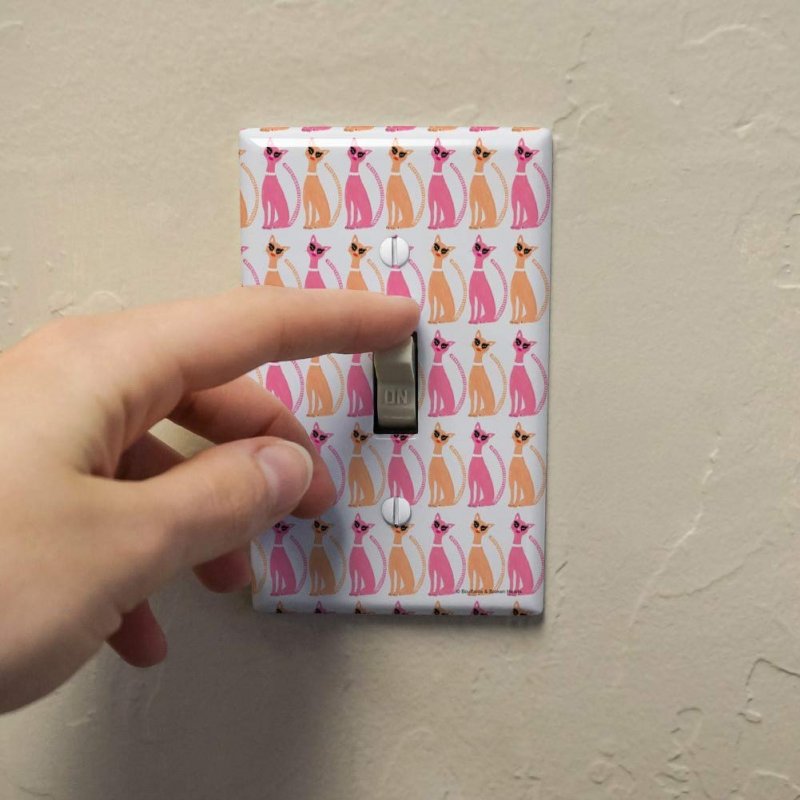 Retro Pretty Kitty Cats Pattern Plastic Wall Decor Toggle Light Switch Plate Cover