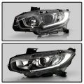 Factory Style Halogen Headlight For 2016-2021 Honda Civic Coupe Sedan Hatchback Black Housing Clear Lens Direct Replacement 