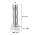 Uxcell M8 Thread 30mm Length Hex Bolts 304 Stainless Steel Hexagon Screw Bolt 10pcs