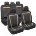 Car Seat Covers And Floor Mats Full Set With Beige Accent A Breathable Mesh Protector Interior Two Tone For Auto Truck Van Suv