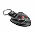 Ipick Image Real Black Carbon Fiber Large Shield-style Key Chain Official Licensed For Chevrolet Corvette C7