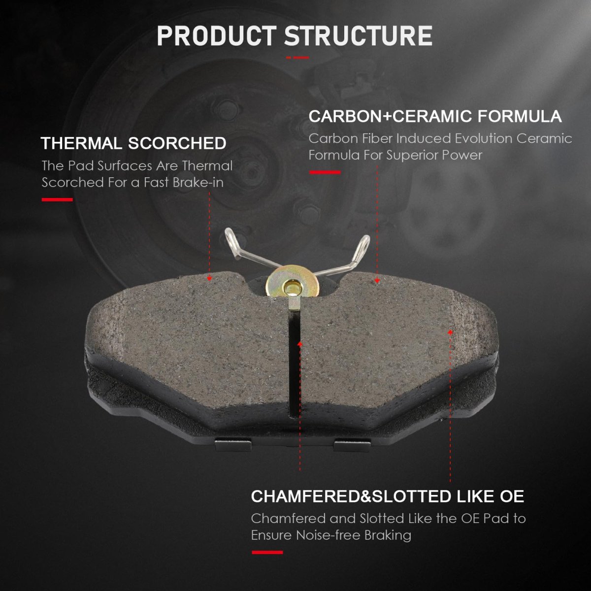 D610 Rear Disc Brake Pad Set For Ford Taurus 1993 To 2005 Lincoln Continental 2002 Mercury Sable Ceramic With Hardware