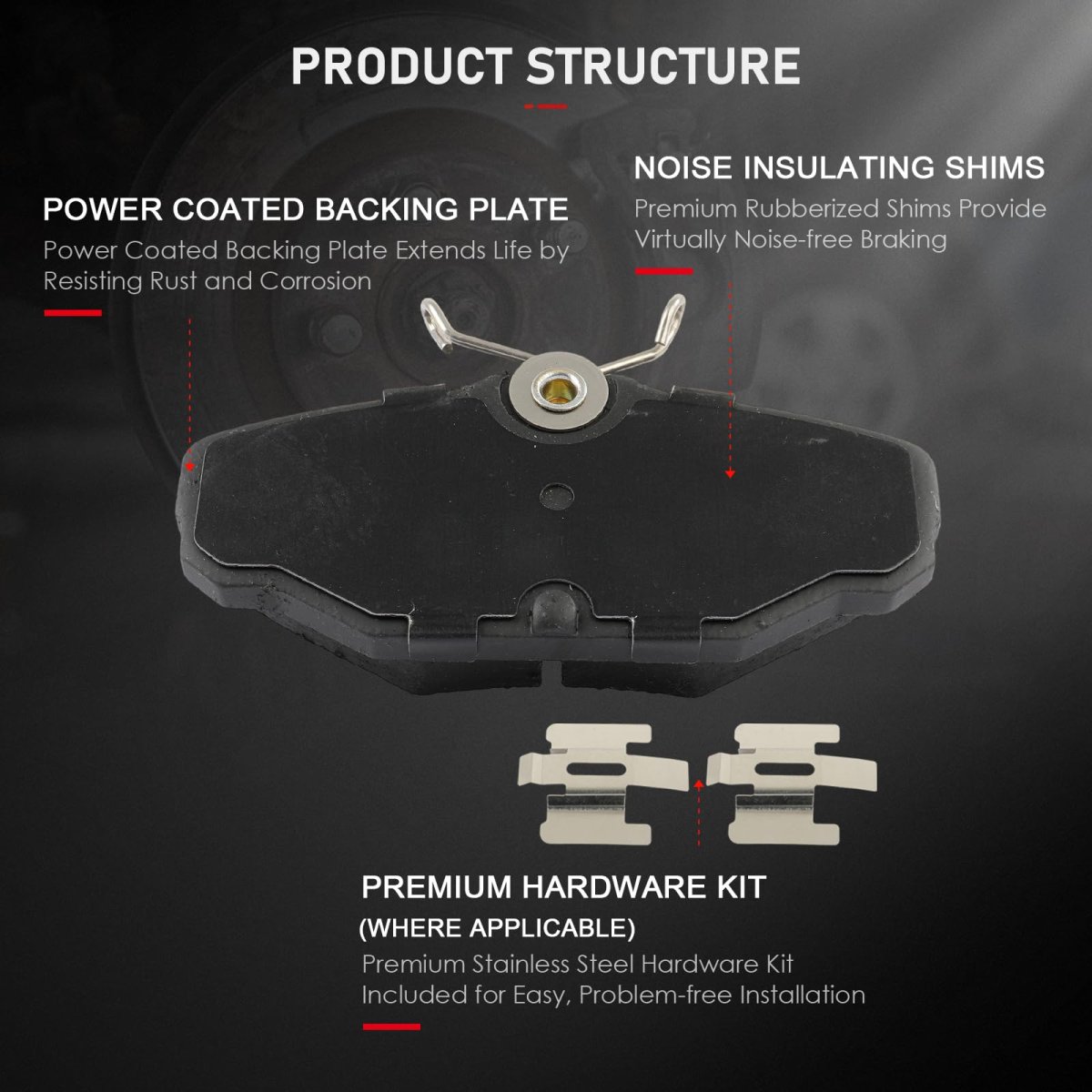 D610 Rear Disc Brake Pad Set For Ford Taurus 1993 To 2005 Lincoln Continental 2002 Mercury Sable Ceramic With Hardware