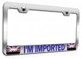 I M Imported British England Chrome Metal License Plate Frame Tag Holder R19