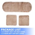 Universal Car Seat Cover Set Cushion For Front Rear Shearling Wool Mat Brown 1