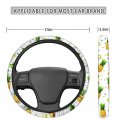 Clohomin Watercolor Hawaiian Hibiscus Red Flower Green Leaf Print 15 Inches Universal Steering Wheel Cover Driving Hand
