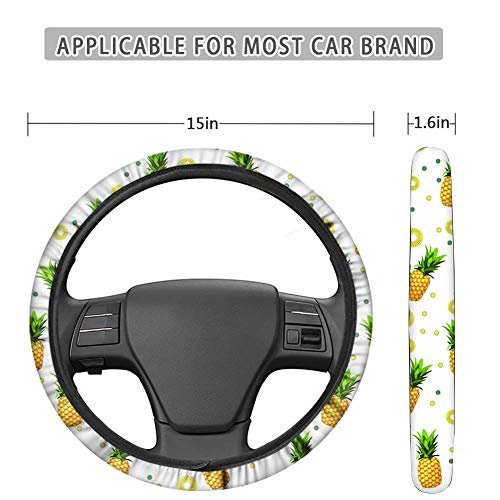 Clohomin Watercolor Hawaiian Hibiscus Red Flower Green Leaf Print 15 Inches Universal Steering Wheel Cover Driving Hand