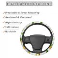 Clohomin Watercolor Hawaiian Hibiscus Red Flower Green Leaf Print 15 Inches Universal Steering Wheel Cover Driving Hand